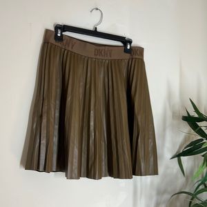 DKNY Brown Faux Leather Miniskirt Size Large